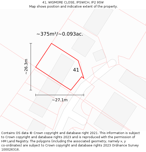 41, WIGMORE CLOSE, IPSWICH, IP2 9SW: Plot and title map