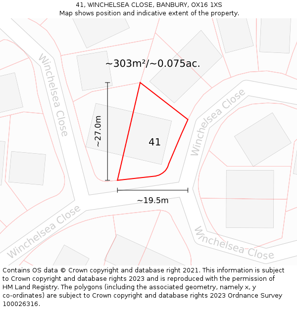 41, WINCHELSEA CLOSE, BANBURY, OX16 1XS: Plot and title map