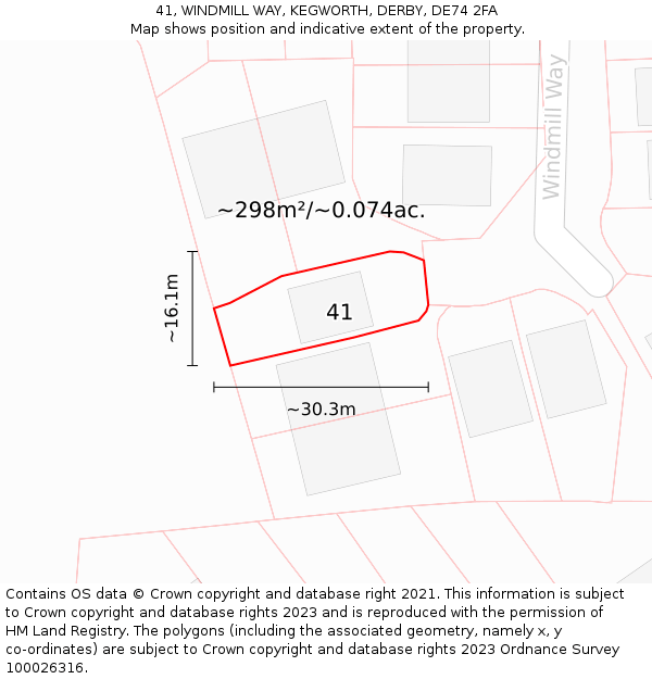 41, WINDMILL WAY, KEGWORTH, DERBY, DE74 2FA: Plot and title map