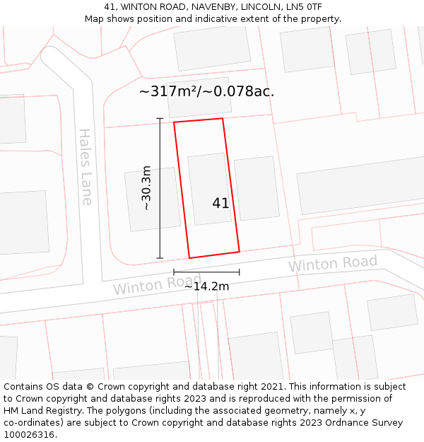 41, WINTON ROAD, NAVENBY, LINCOLN, LN5 0TF: Plot and title map