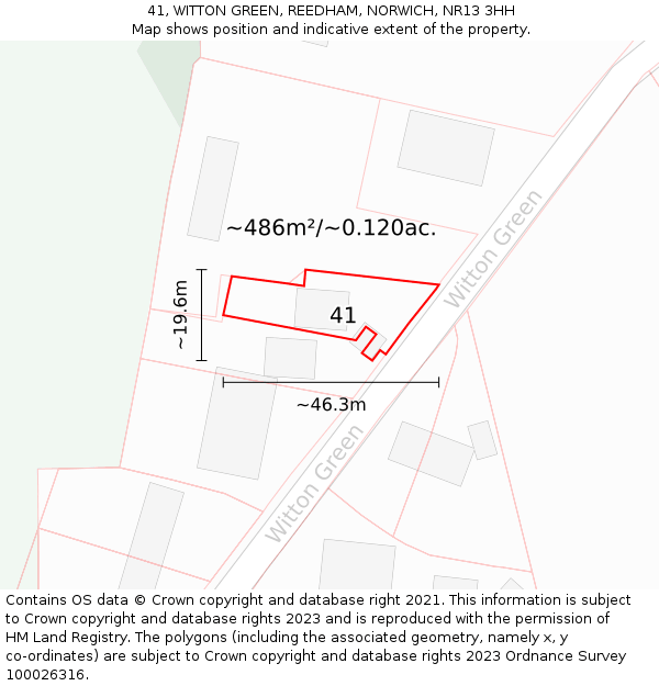 41, WITTON GREEN, REEDHAM, NORWICH, NR13 3HH: Plot and title map