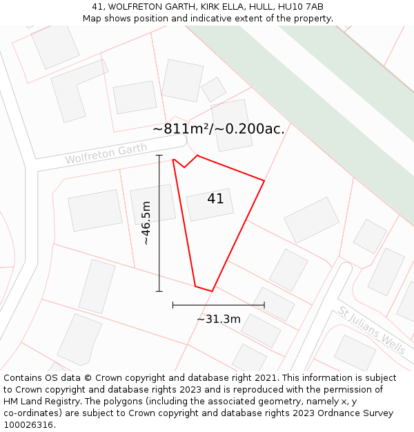 41, WOLFRETON GARTH, KIRK ELLA, HULL, HU10 7AB: Plot and title map