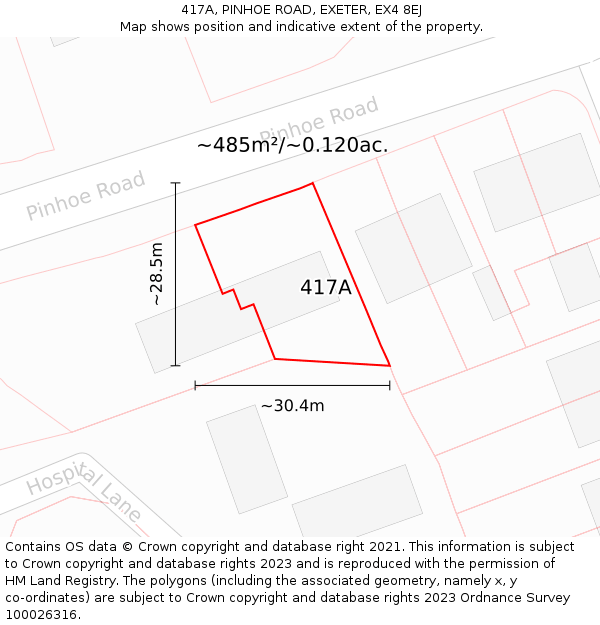 417A, PINHOE ROAD, EXETER, EX4 8EJ: Plot and title map