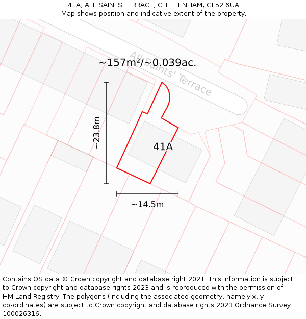 41A, ALL SAINTS TERRACE, CHELTENHAM, GL52 6UA: Plot and title map