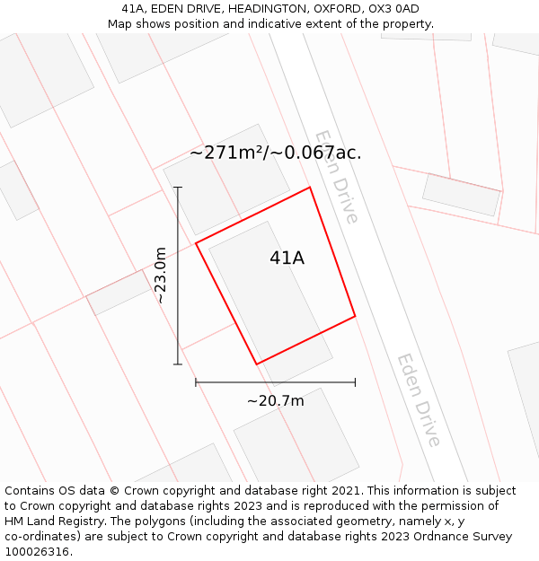 41A, EDEN DRIVE, HEADINGTON, OXFORD, OX3 0AD: Plot and title map