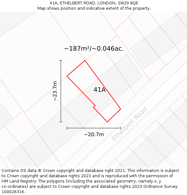 41A, ETHELBERT ROAD, LONDON, SW20 8QE: Plot and title map