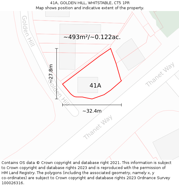 41A, GOLDEN HILL, WHITSTABLE, CT5 1PR: Plot and title map