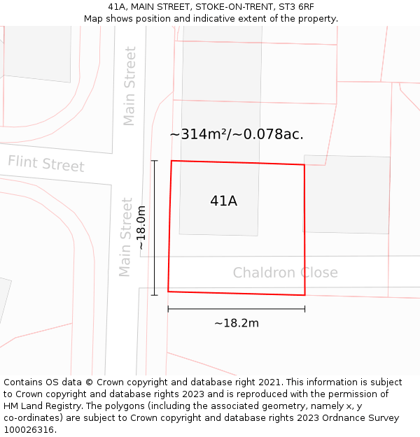 41A, MAIN STREET, STOKE-ON-TRENT, ST3 6RF: Plot and title map