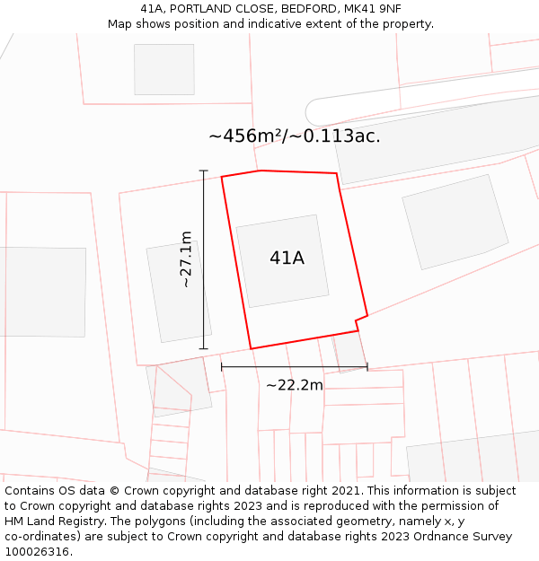 41A, PORTLAND CLOSE, BEDFORD, MK41 9NF: Plot and title map