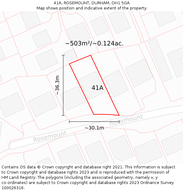 41A, ROSEMOUNT, DURHAM, DH1 5GA: Plot and title map