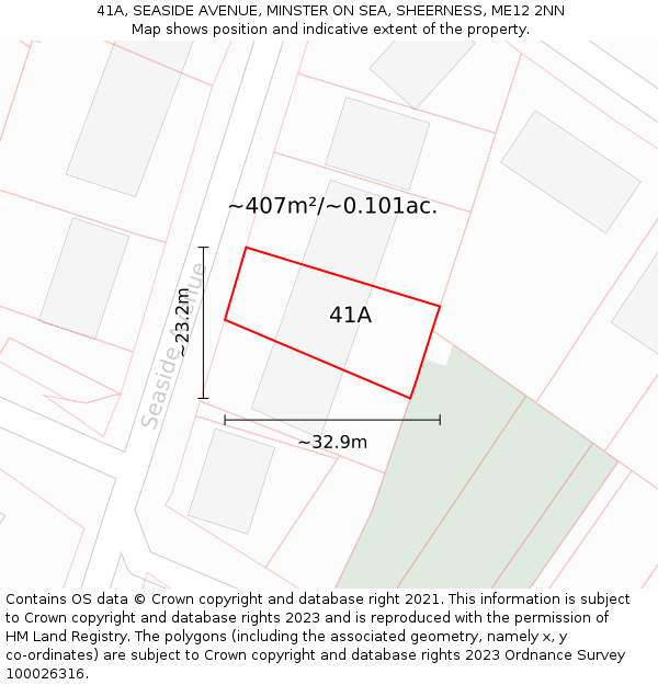 41A, SEASIDE AVENUE, MINSTER ON SEA, SHEERNESS, ME12 2NN: Plot and title map