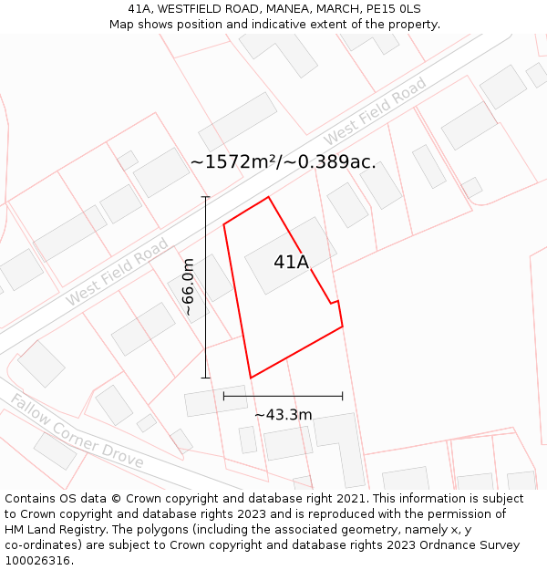 41A, WESTFIELD ROAD, MANEA, MARCH, PE15 0LS: Plot and title map