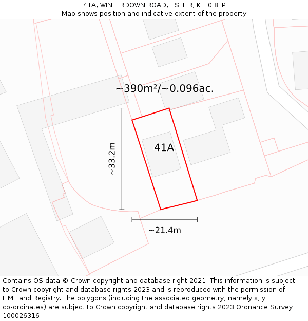 41A, WINTERDOWN ROAD, ESHER, KT10 8LP: Plot and title map