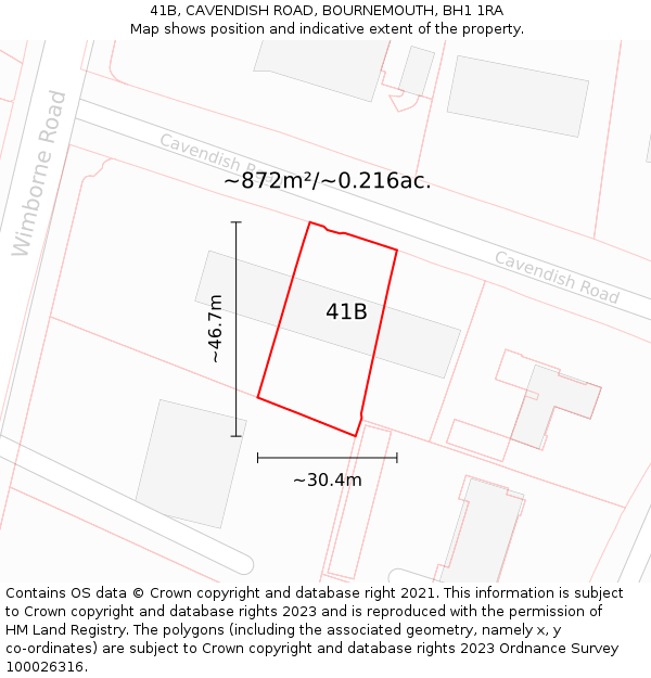 41B, CAVENDISH ROAD, BOURNEMOUTH, BH1 1RA: Plot and title map