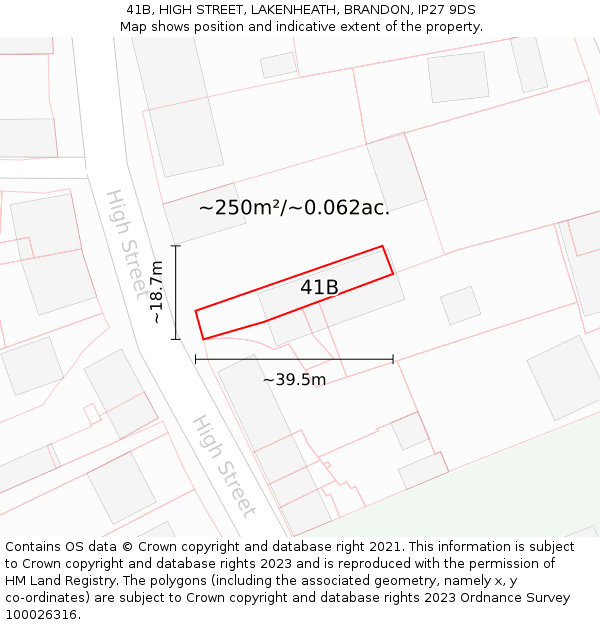 41B, HIGH STREET, LAKENHEATH, BRANDON, IP27 9DS: Plot and title map