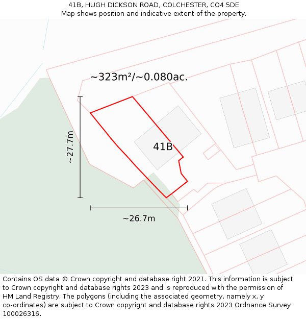 41B, HUGH DICKSON ROAD, COLCHESTER, CO4 5DE: Plot and title map