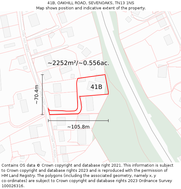 41B, OAKHILL ROAD, SEVENOAKS, TN13 1NS: Plot and title map