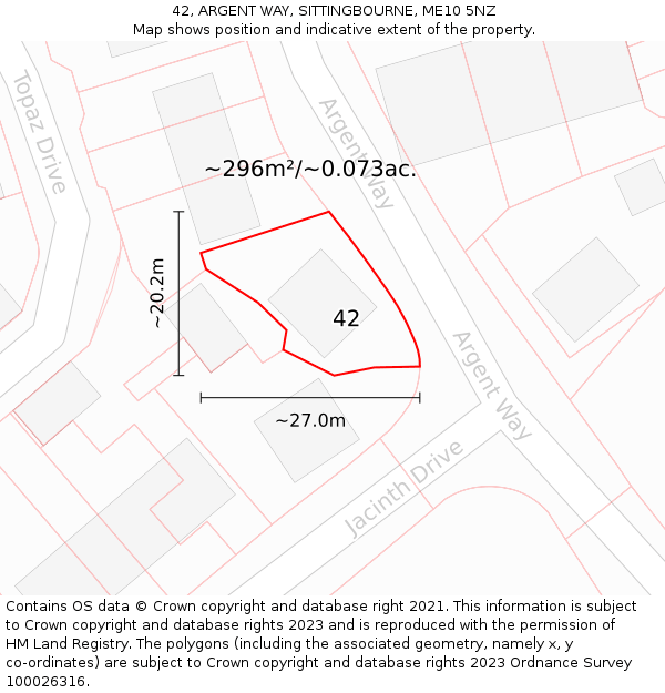 42, ARGENT WAY, SITTINGBOURNE, ME10 5NZ: Plot and title map