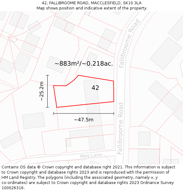 42, FALLIBROOME ROAD, MACCLESFIELD, SK10 3LA: Plot and title map