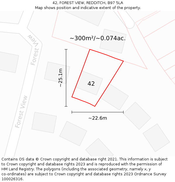 42, FOREST VIEW, REDDITCH, B97 5LA: Plot and title map