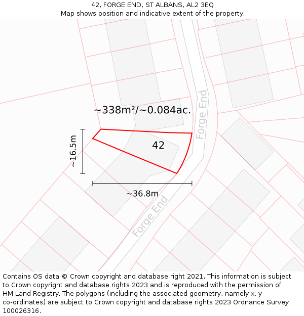 42, FORGE END, ST ALBANS, AL2 3EQ: Plot and title map