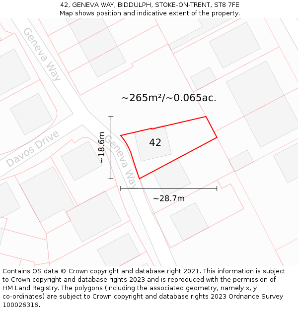 42, GENEVA WAY, BIDDULPH, STOKE-ON-TRENT, ST8 7FE: Plot and title map