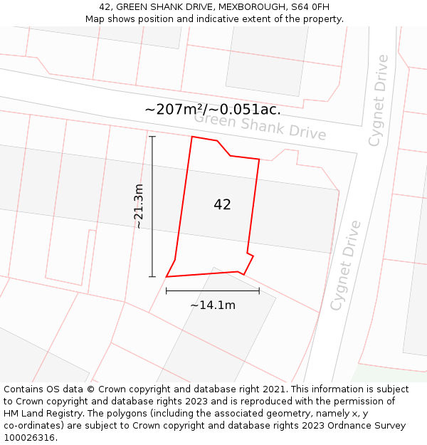 42, GREEN SHANK DRIVE, MEXBOROUGH, S64 0FH: Plot and title map