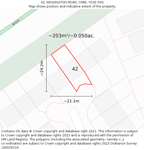 42, KENSINGTON ROAD, YORK, YO30 5XG: Plot and title map