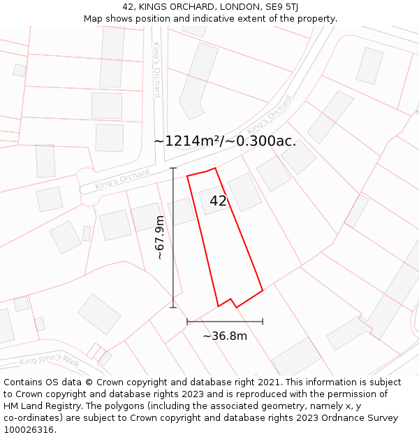 42, KINGS ORCHARD, LONDON, SE9 5TJ: Plot and title map