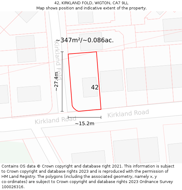 42, KIRKLAND FOLD, WIGTON, CA7 9LL: Plot and title map