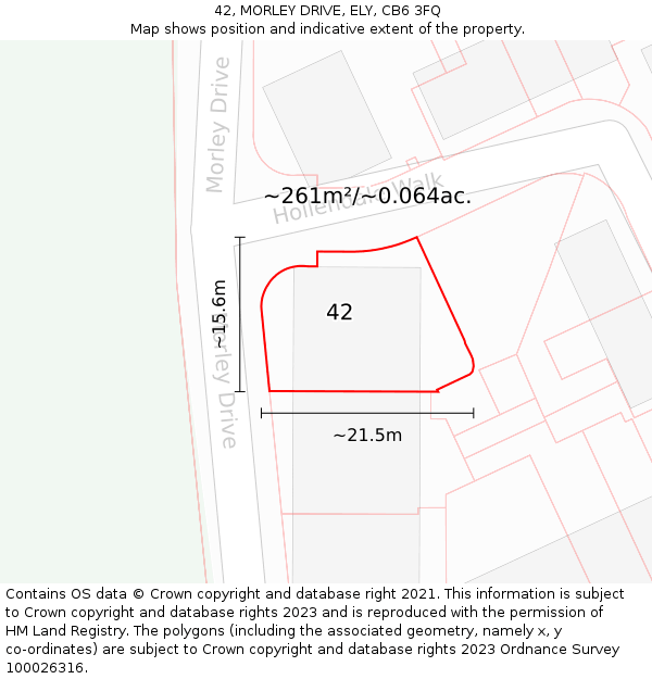 42, MORLEY DRIVE, ELY, CB6 3FQ: Plot and title map