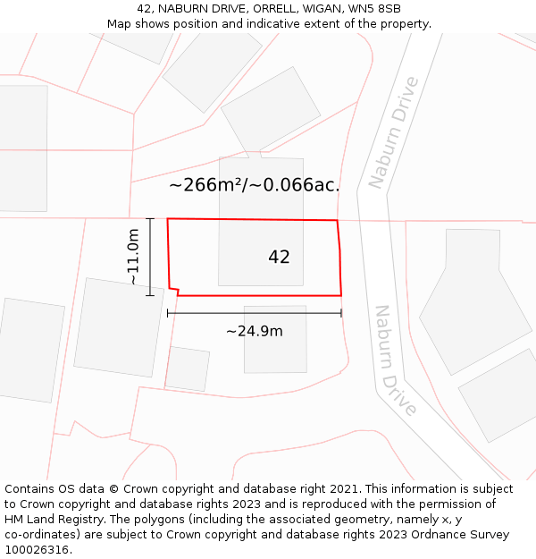 42, NABURN DRIVE, ORRELL, WIGAN, WN5 8SB: Plot and title map