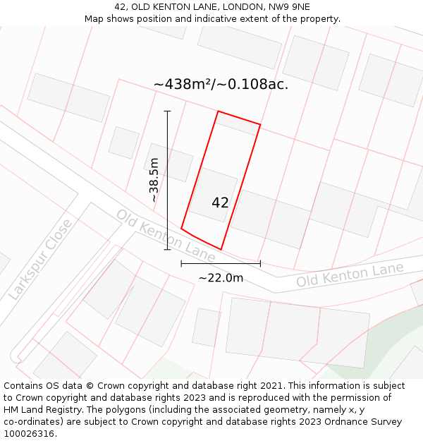 42, OLD KENTON LANE, LONDON, NW9 9NE: Plot and title map