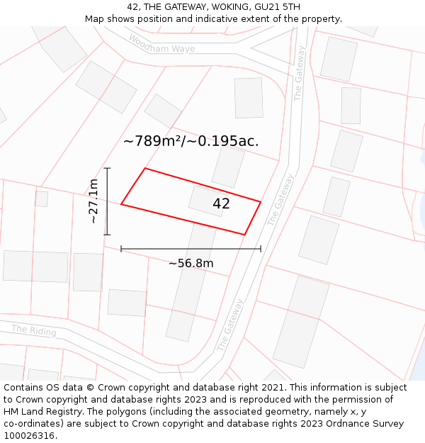 42, THE GATEWAY, WOKING, GU21 5TH: Plot and title map