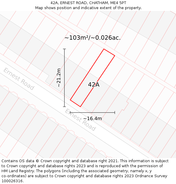 42A, ERNEST ROAD, CHATHAM, ME4 5PT: Plot and title map