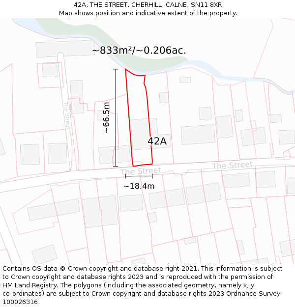 42A, THE STREET, CHERHILL, CALNE, SN11 8XR: Plot and title map