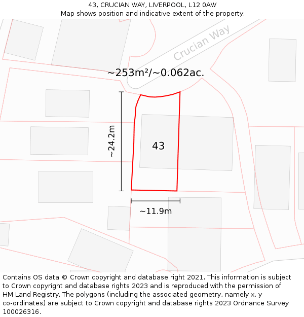 43, CRUCIAN WAY, LIVERPOOL, L12 0AW: Plot and title map