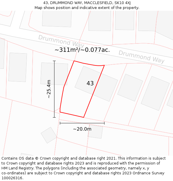 43, DRUMMOND WAY, MACCLESFIELD, SK10 4XJ: Plot and title map