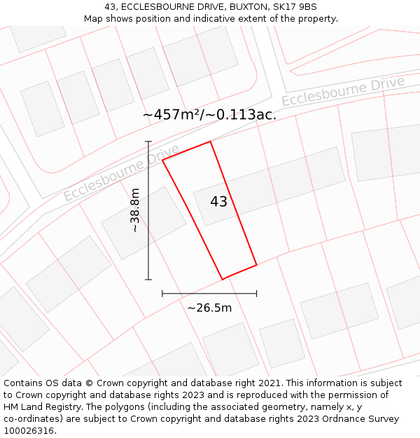 43, ECCLESBOURNE DRIVE, BUXTON, SK17 9BS: Plot and title map