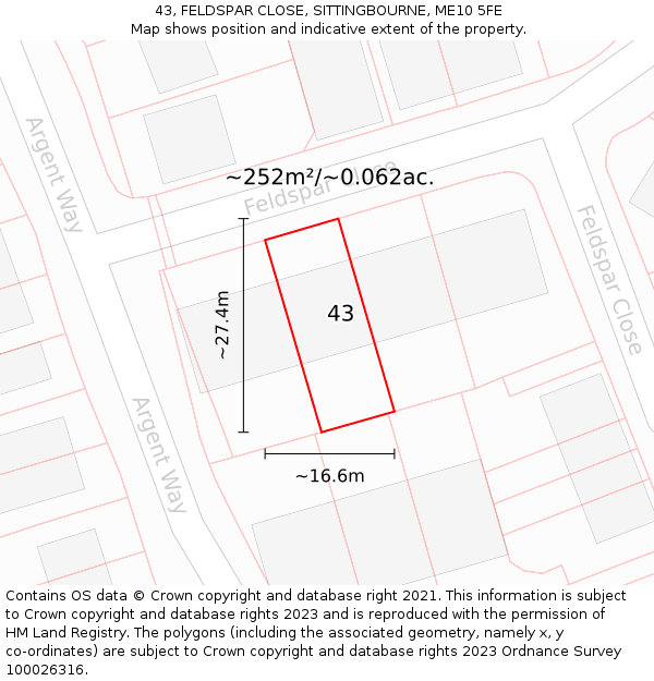 43, FELDSPAR CLOSE, SITTINGBOURNE, ME10 5FE: Plot and title map