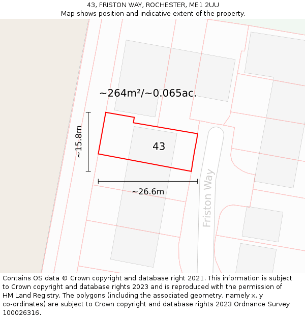 43, FRISTON WAY, ROCHESTER, ME1 2UU: Plot and title map