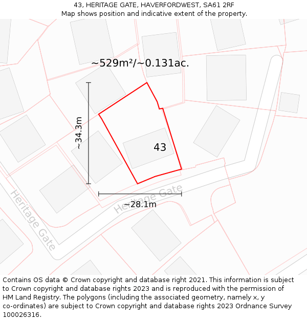 43, HERITAGE GATE, HAVERFORDWEST, SA61 2RF: Plot and title map