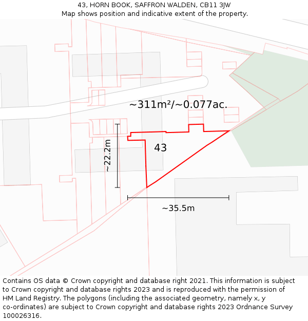 43, HORN BOOK, SAFFRON WALDEN, CB11 3JW: Plot and title map