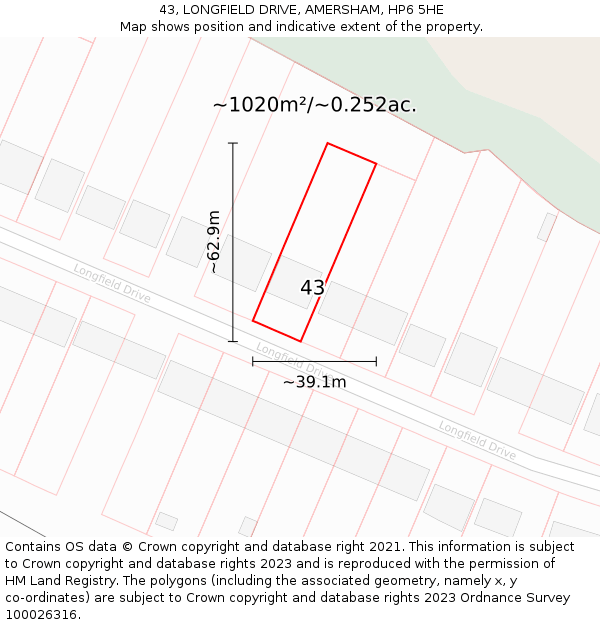 43, LONGFIELD DRIVE, AMERSHAM, HP6 5HE: Plot and title map