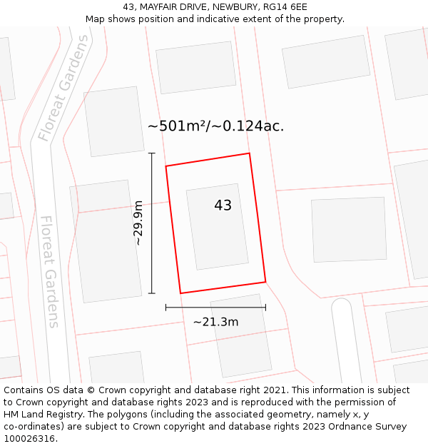 43, MAYFAIR DRIVE, NEWBURY, RG14 6EE: Plot and title map