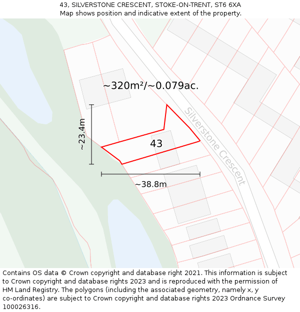 43, SILVERSTONE CRESCENT, STOKE-ON-TRENT, ST6 6XA: Plot and title map