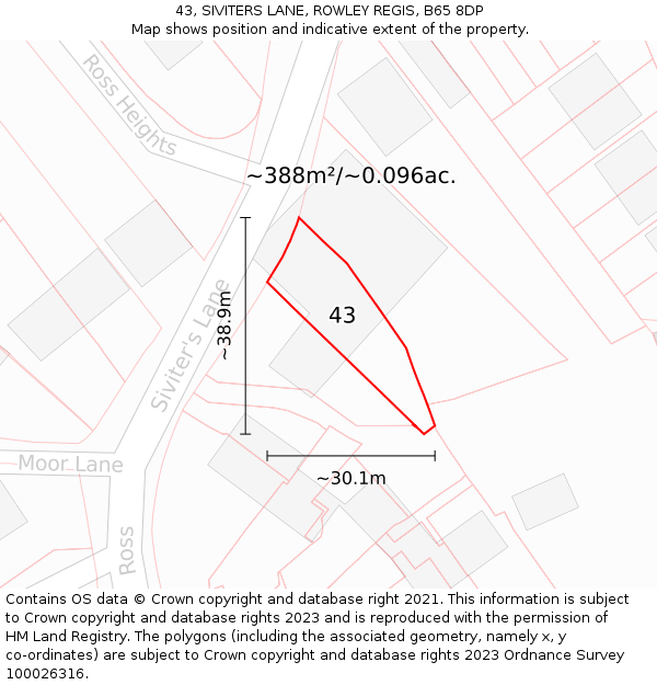 43, SIVITERS LANE, ROWLEY REGIS, B65 8DP: Plot and title map