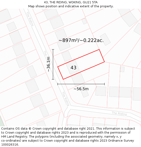 43, THE RIDING, WOKING, GU21 5TA: Plot and title map