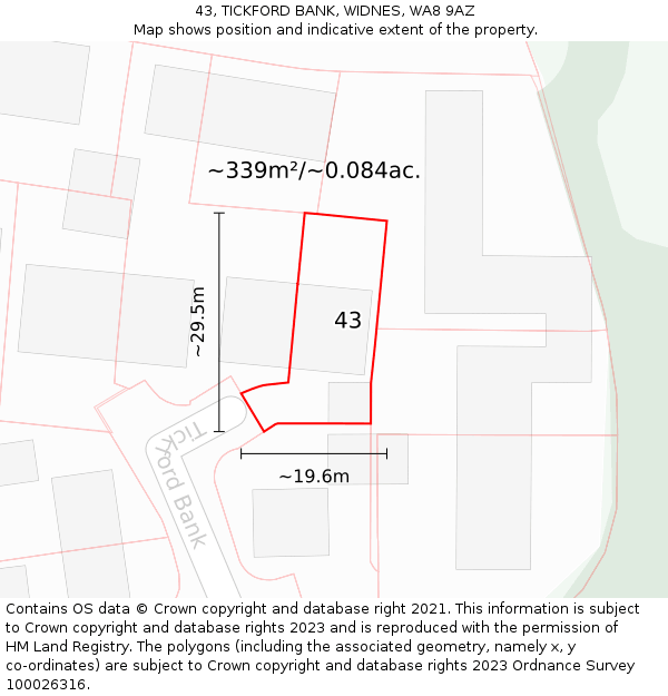 43, TICKFORD BANK, WIDNES, WA8 9AZ: Plot and title map