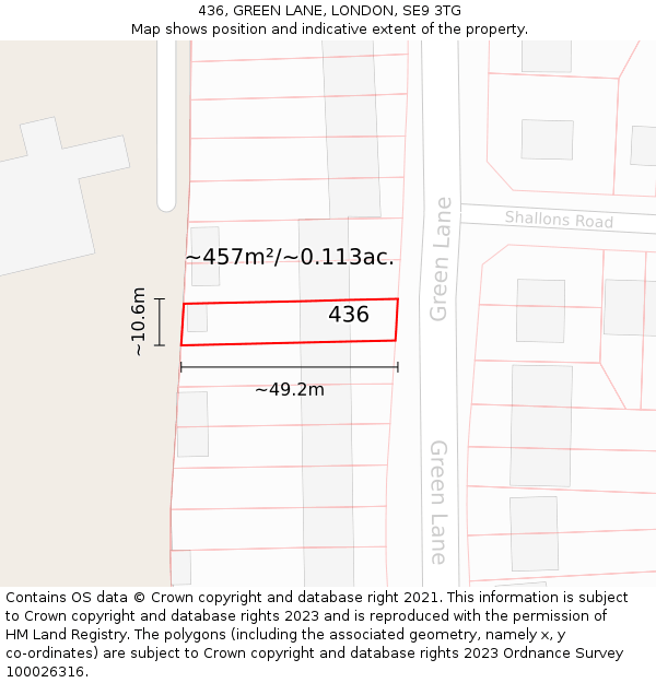 436, GREEN LANE, LONDON, SE9 3TG: Plot and title map